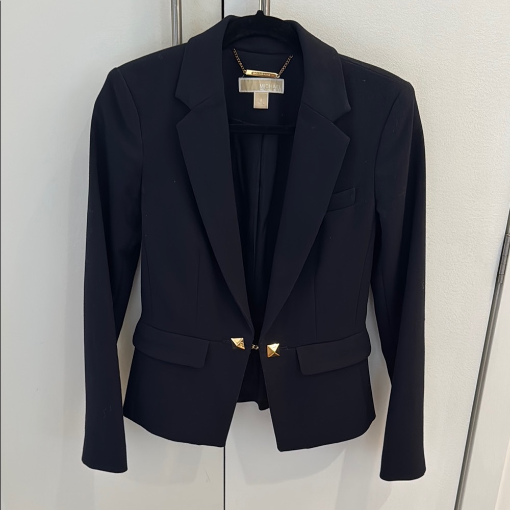 Michael Kors Navy Blue Blazer with Gold Accents